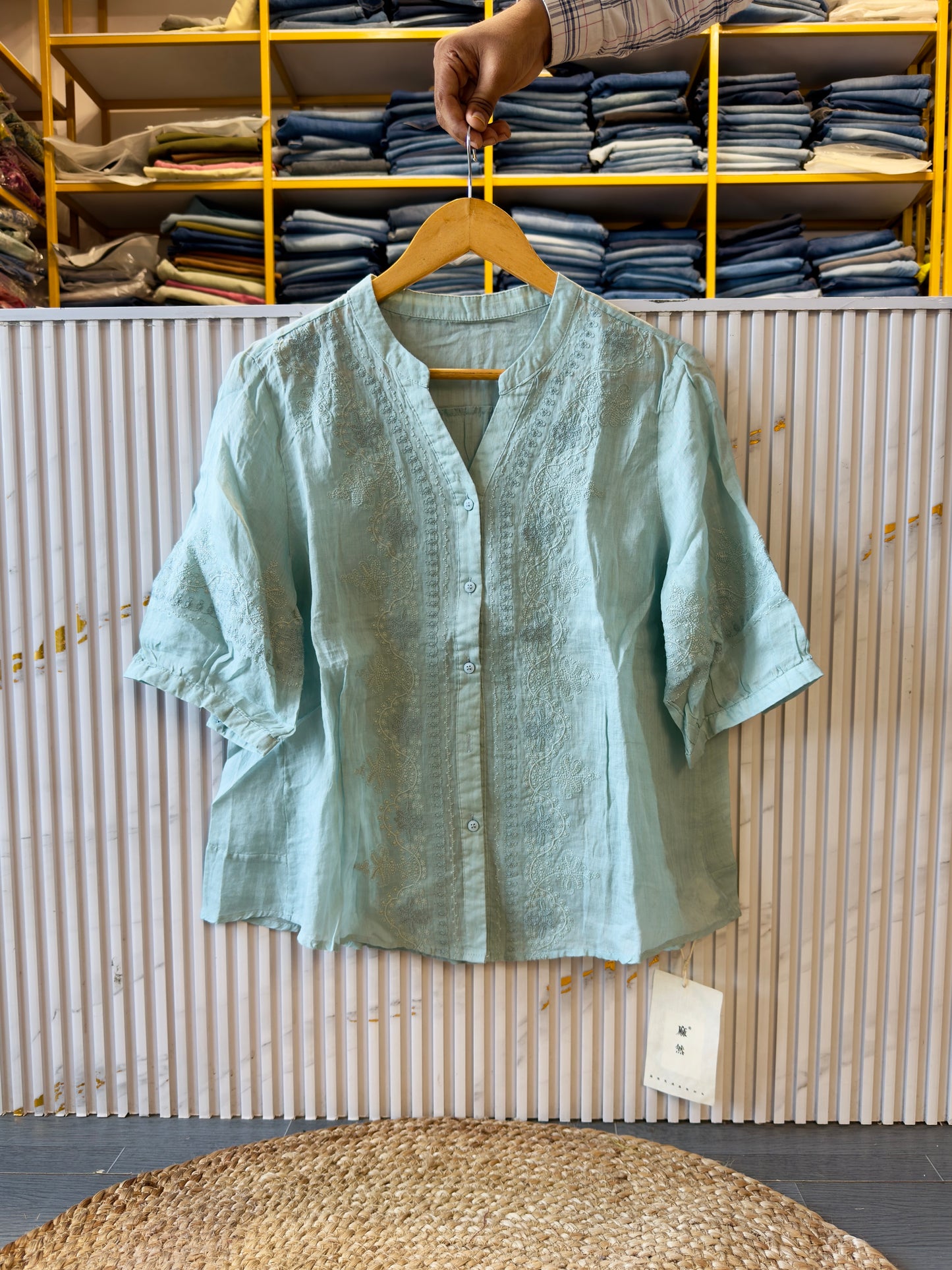 PREMIUM PURE LINEN EMBROIDERY TOP
