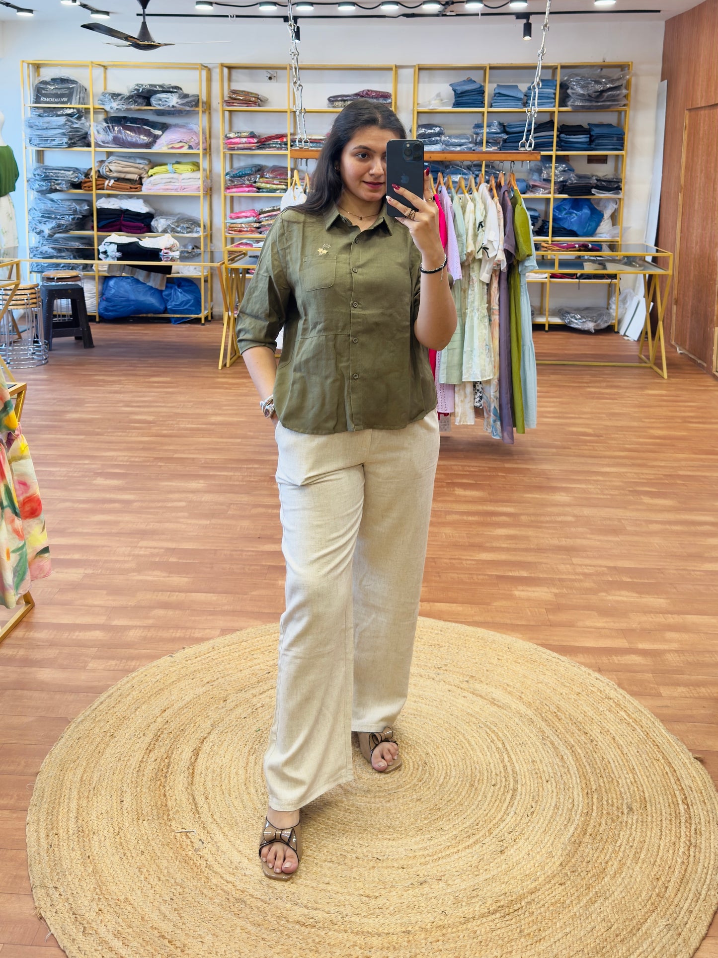 OLIEVE LINEN SHIRT WITH LINEN PANT SET