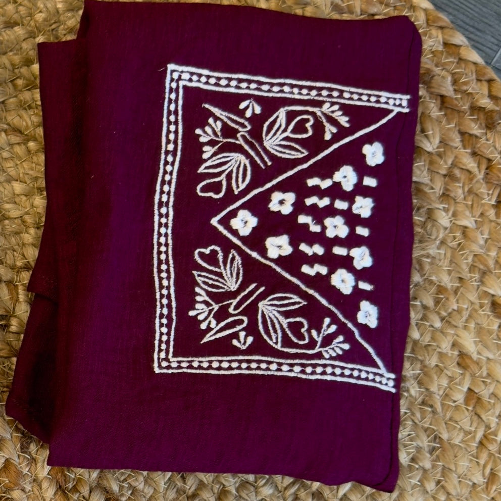 SQUARE EMBROIDERY CASUAL LONG TOP