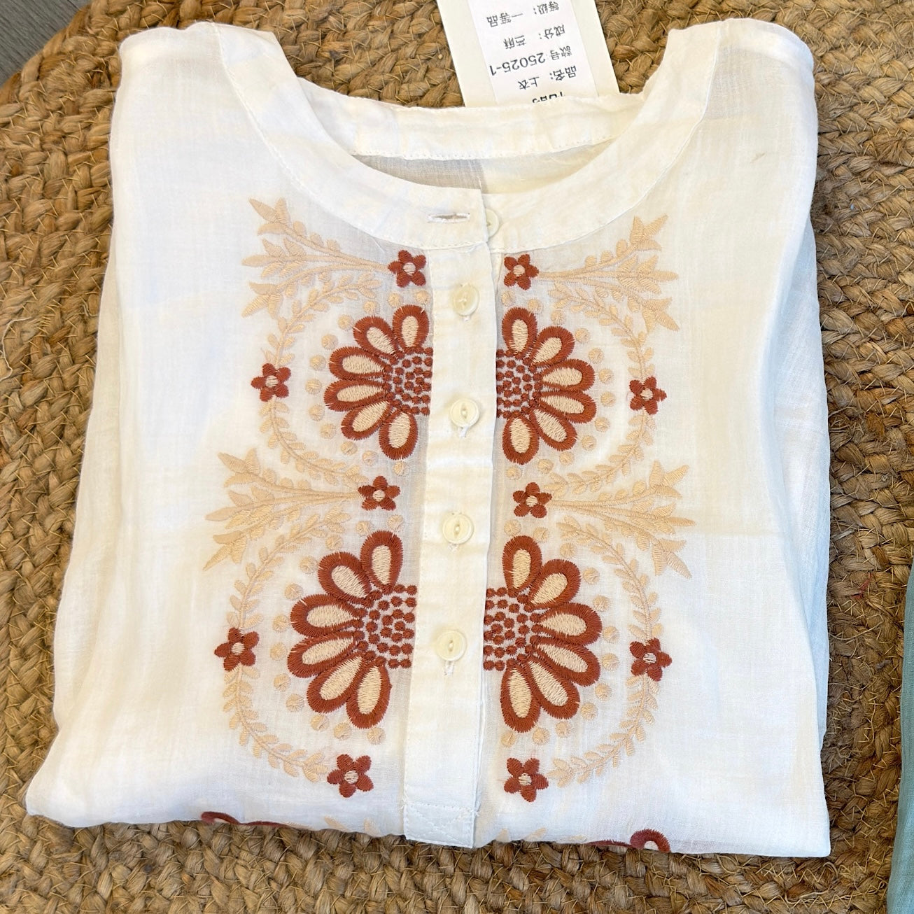 PREMIUM PURE LINEN EMBROIDERY  TOP