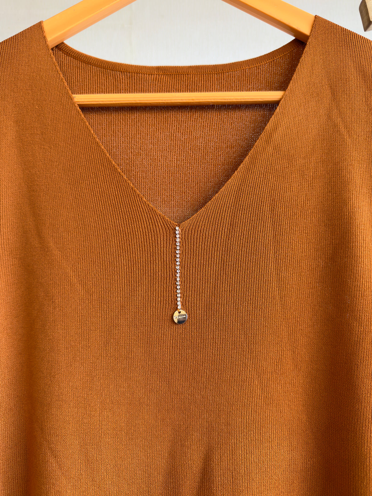ORANGE SOEEVELESS TANK TOP WITH IMPORTED SOFT DENIM PANT SET