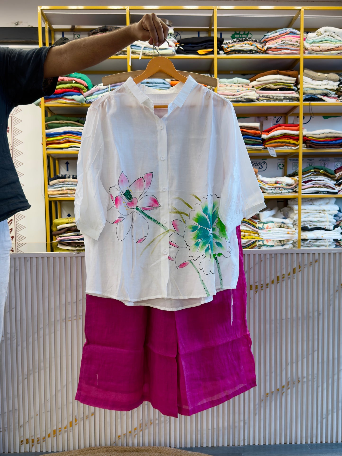 PRINT IMPORTED SHIRT  WITH LINEN  PANT SET