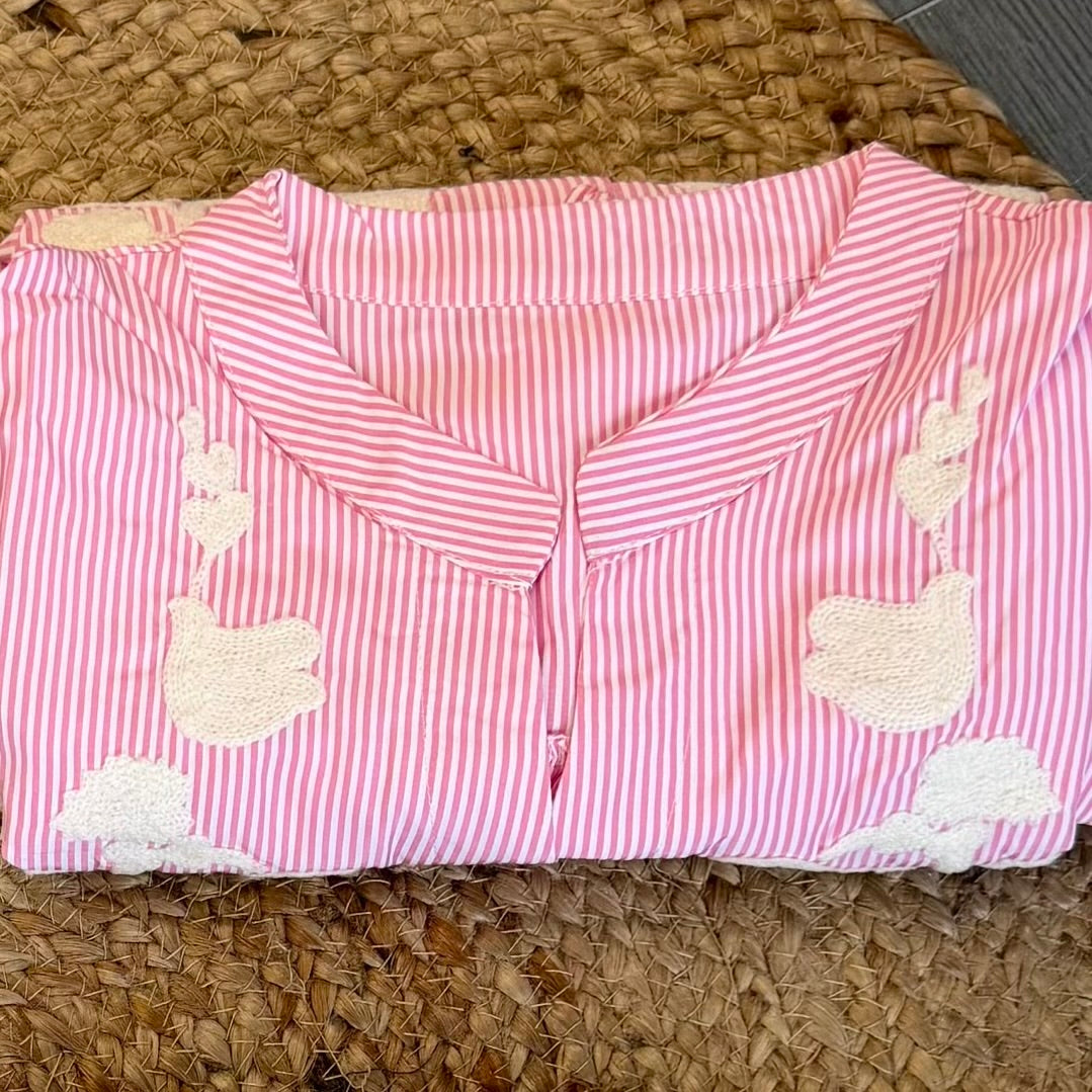 STRIPS  IMPORTED COTTON EMBROIDERY TOP