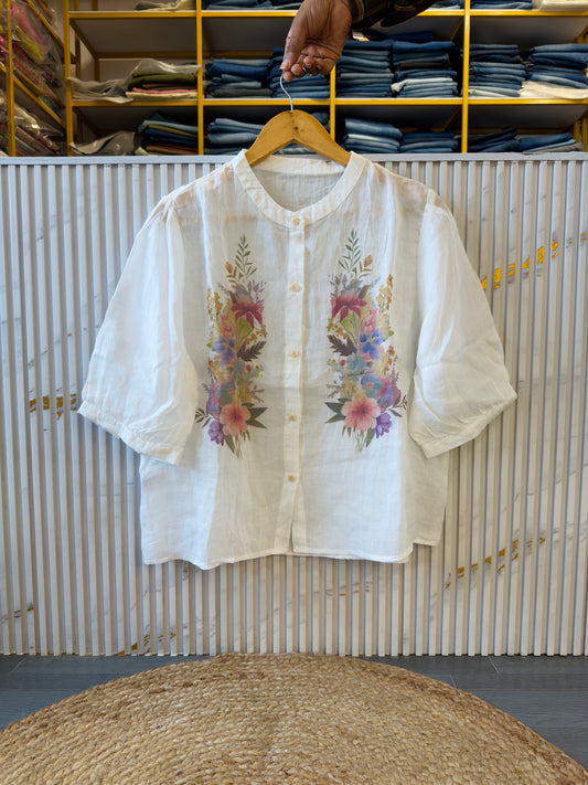 PREMIUM PURE LINEN PRINT TOP