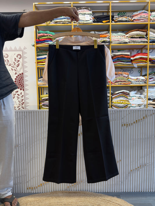 NUDE PINK SIDE BELT TOP WITH BELL BOTTOM PANT SET