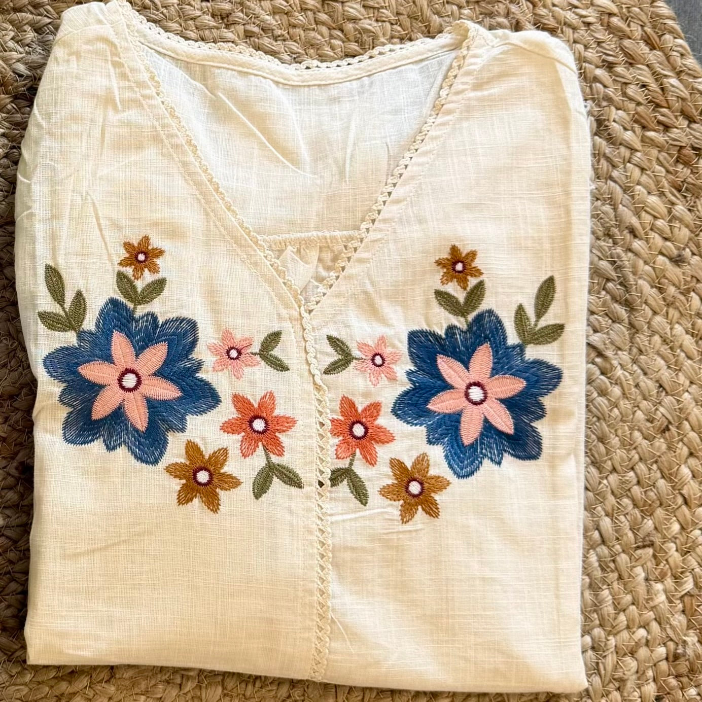 PREMIUM FLOWER EMBROIDERY COTTON TOP