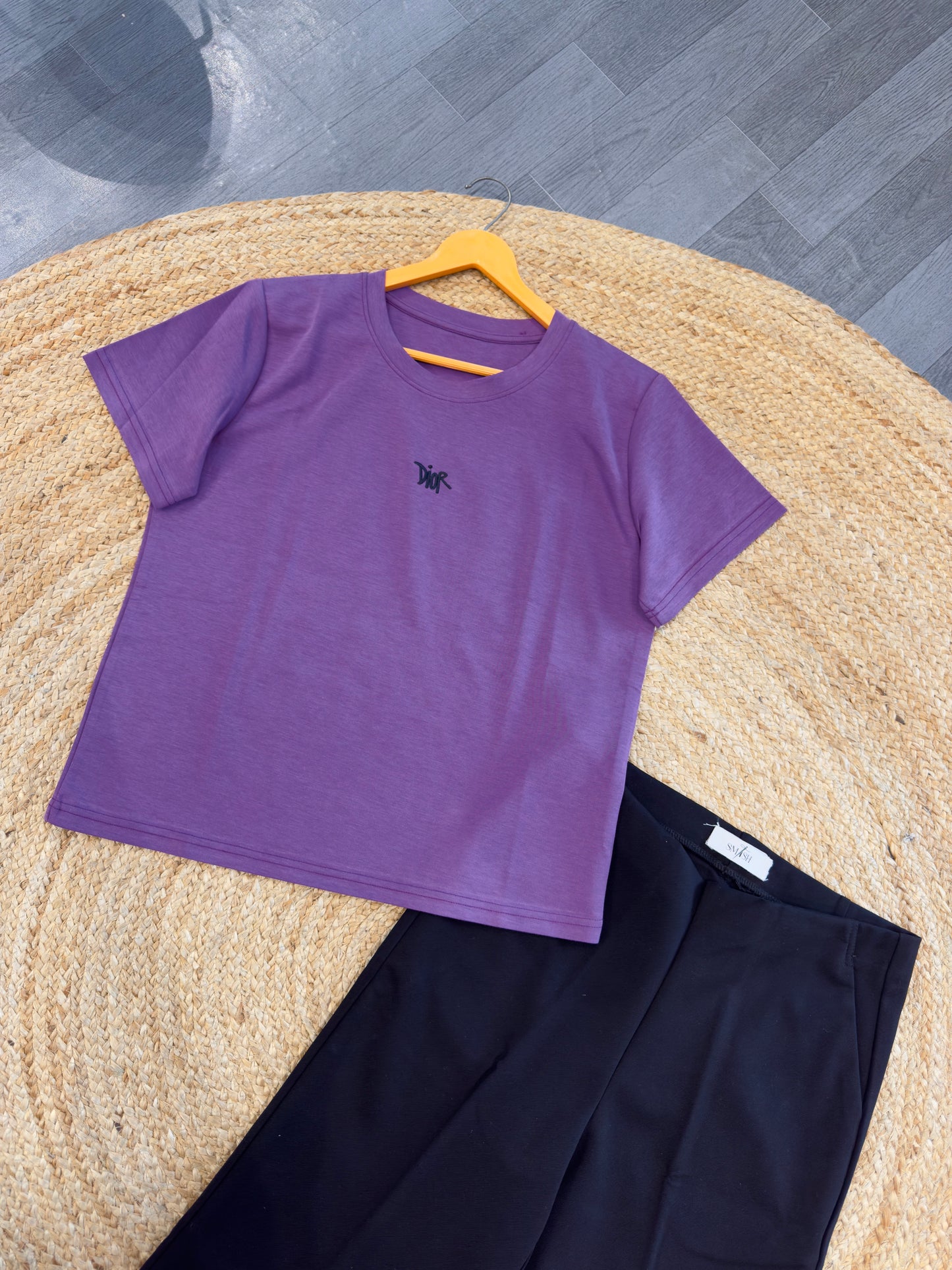 CASUAL EMBROIDERY TSHIRT  WITH BELL BOTTOM  PANT SET