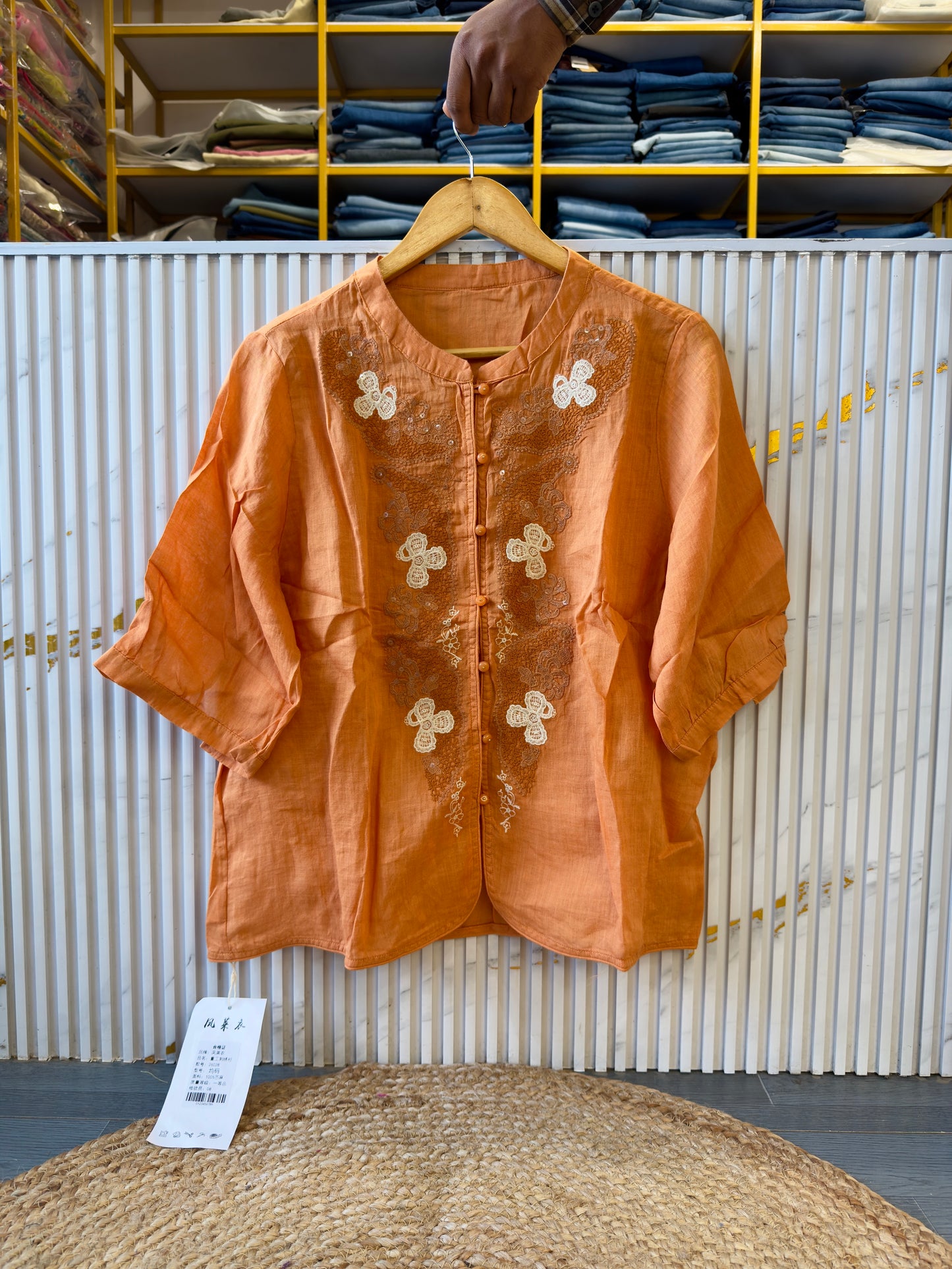 PREMIUM PURE LINEN EMBROIDERY TOP
