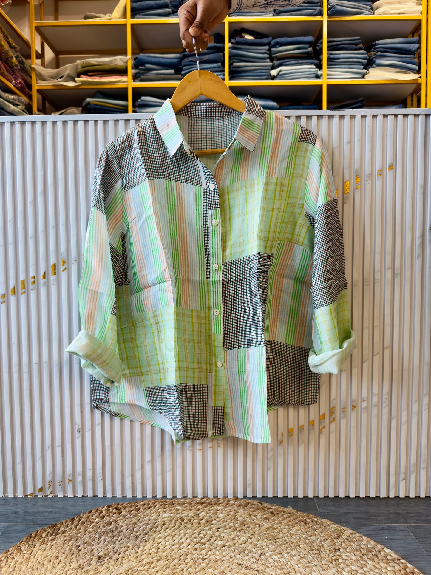 PREMIUM PURE LINEN STRIPS PRINT SHIRT
