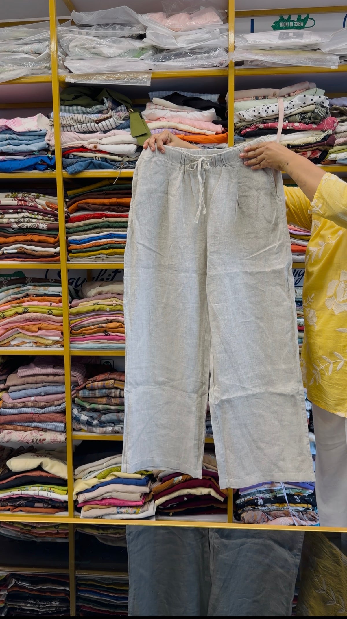 PREMIUM BEST SELLING STRAIGHT ELASTIC LINEN TROUSER PANT
