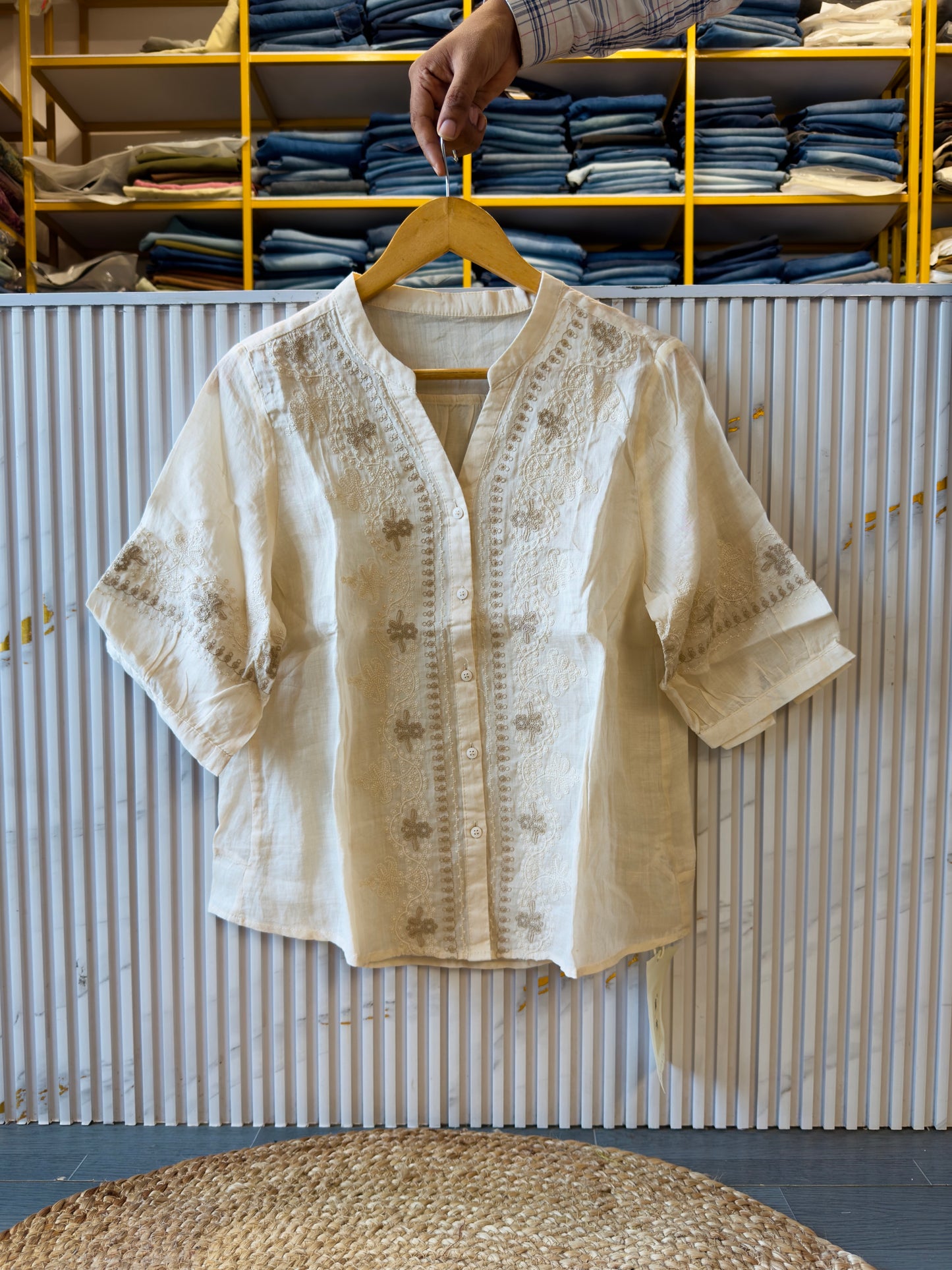 PREMIUM PURE LINEN EMBROIDERY TOP