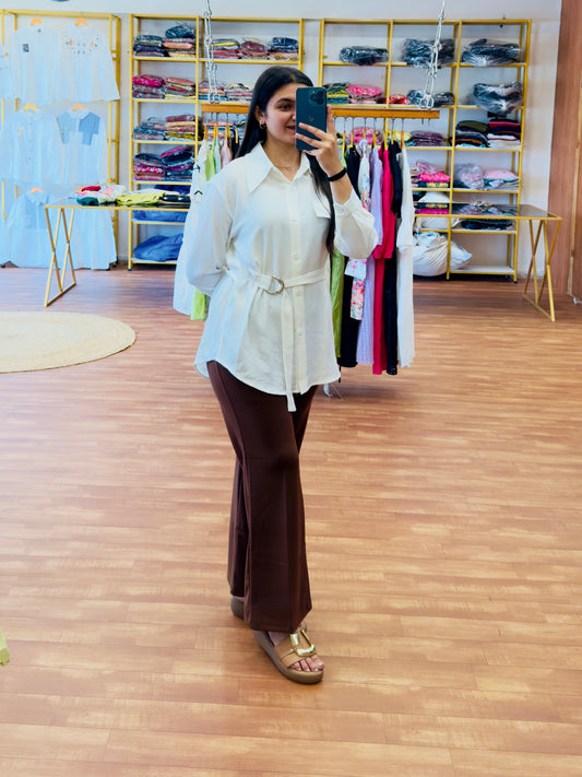 FORMAL WHITE SHIRT WITH BELL BOTTOM TROUSER PANT SET
