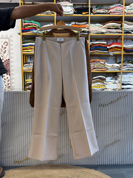 BUTTERFLY EMBROIDERY BROWN TOP WITH BELL BOTTOM PANT SET