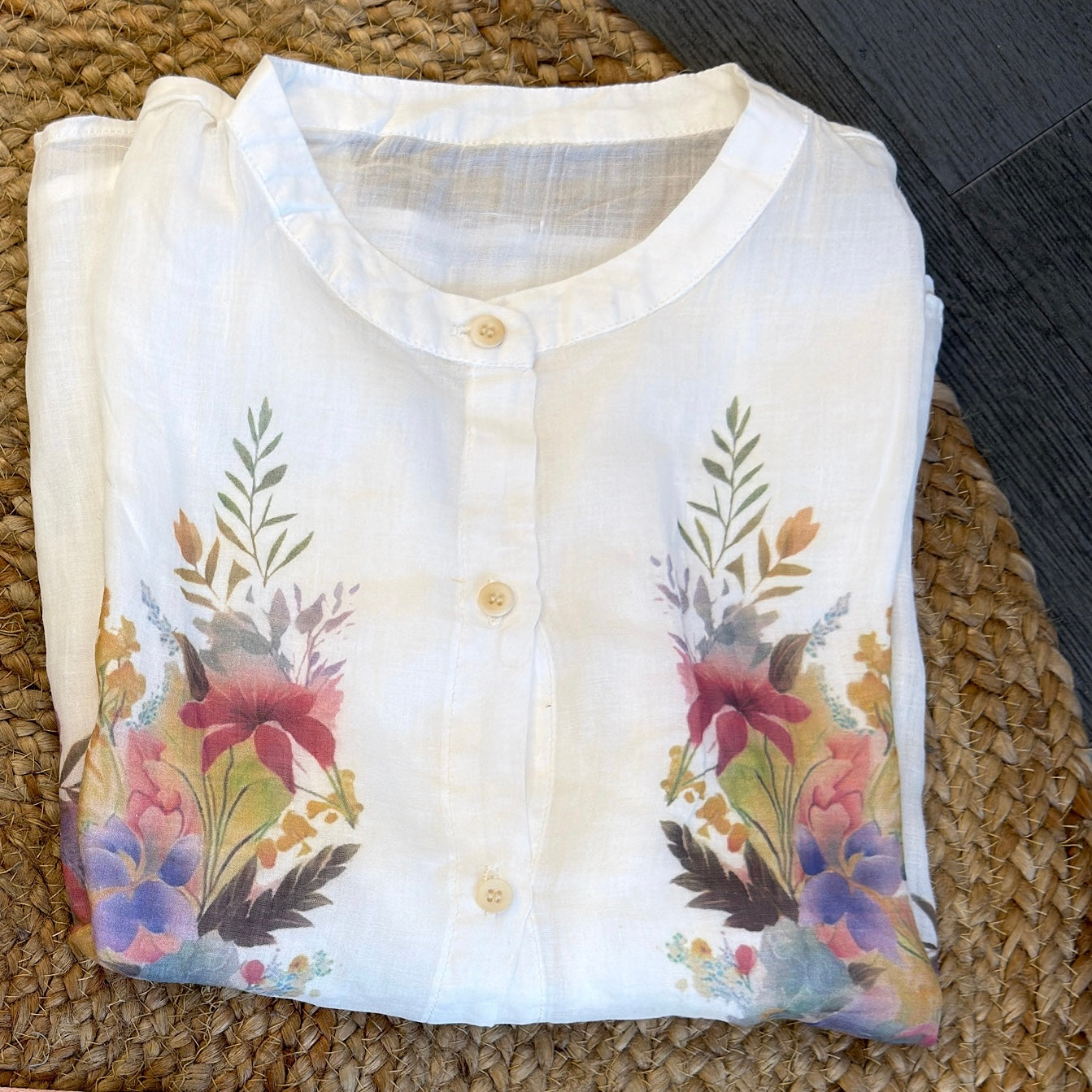 PREMIUM PURE LINEN PRINT TOP