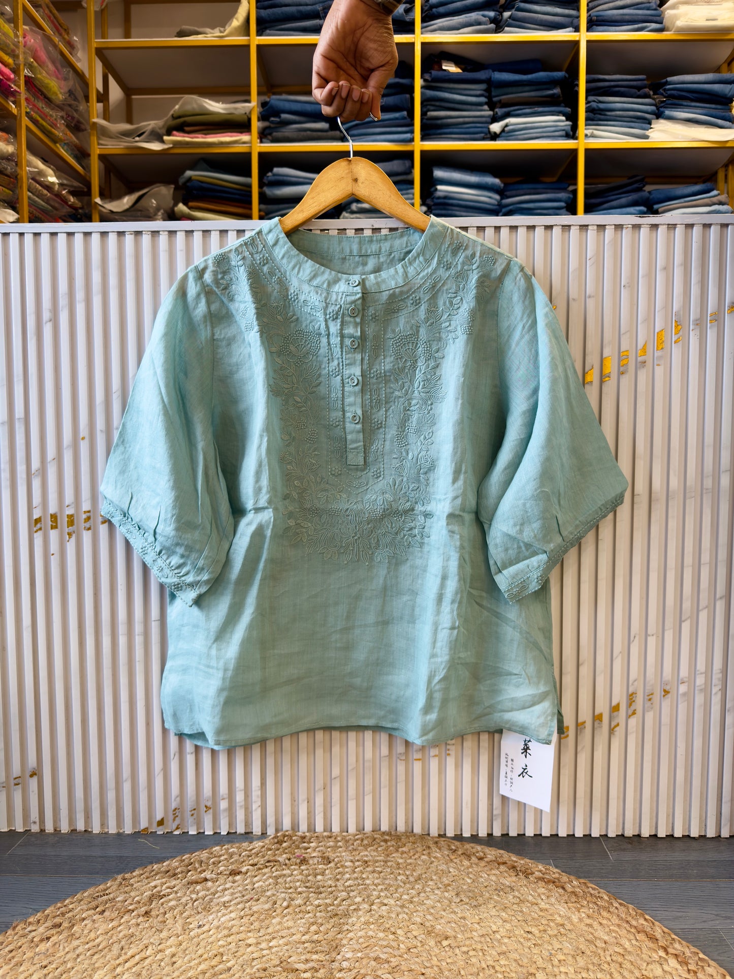 PREMIUM PURE LINEN EMBROIDERY  TOP