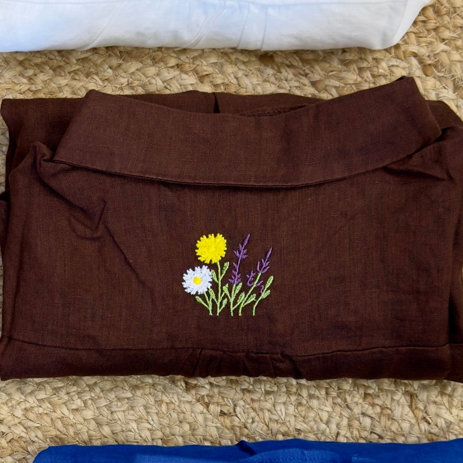 PURE LINEN BACK EMBROIDERY SHIRT