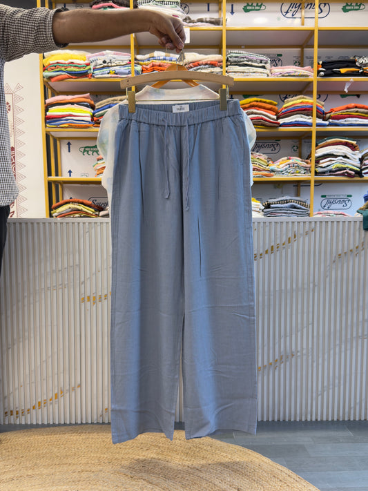 SOFT KNITTING FLOWER PRINT TOP  WITH LINEN PANT SET