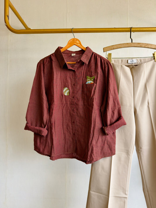STRIP MUL COTTON EMBROIDERY SHIRT