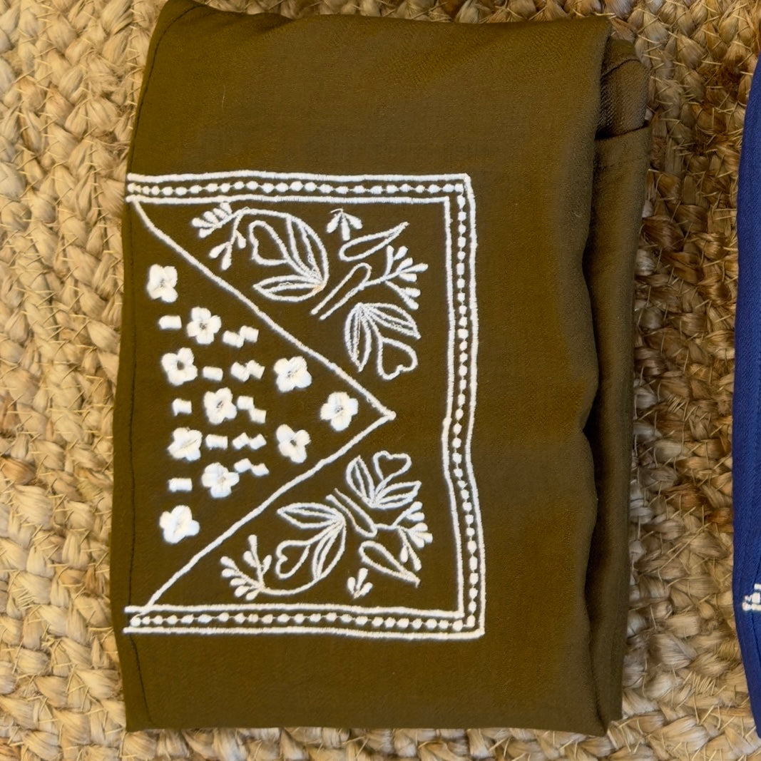 SQUARE  EMBROIDERY CASUAL LONG TOP