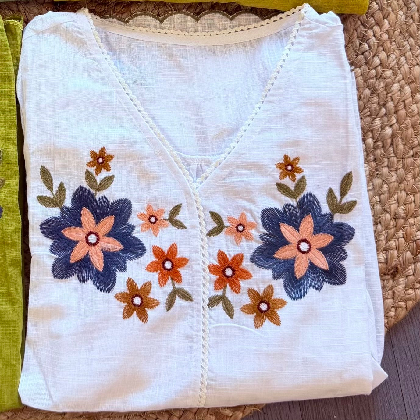 PREMIUM FLOWER EMBROIDERY COTTON TOP