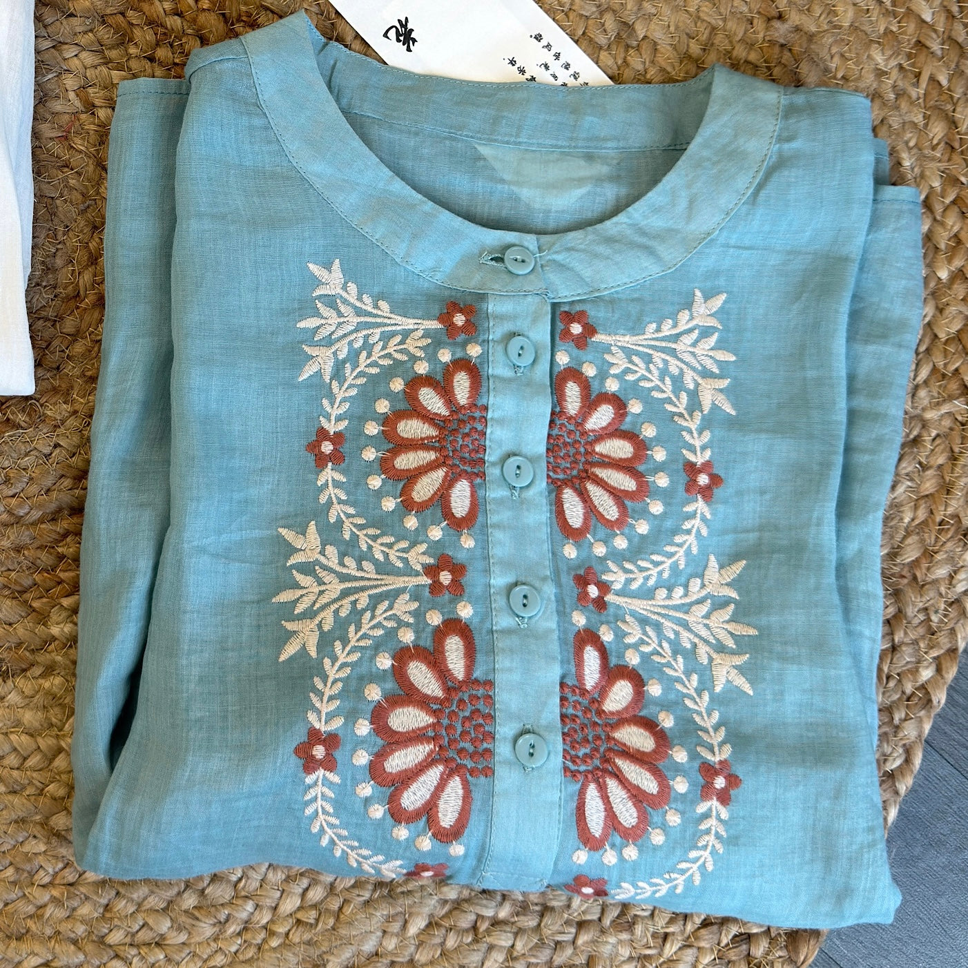 PREMIUM PURE LINEN EMBROIDERY  TOP