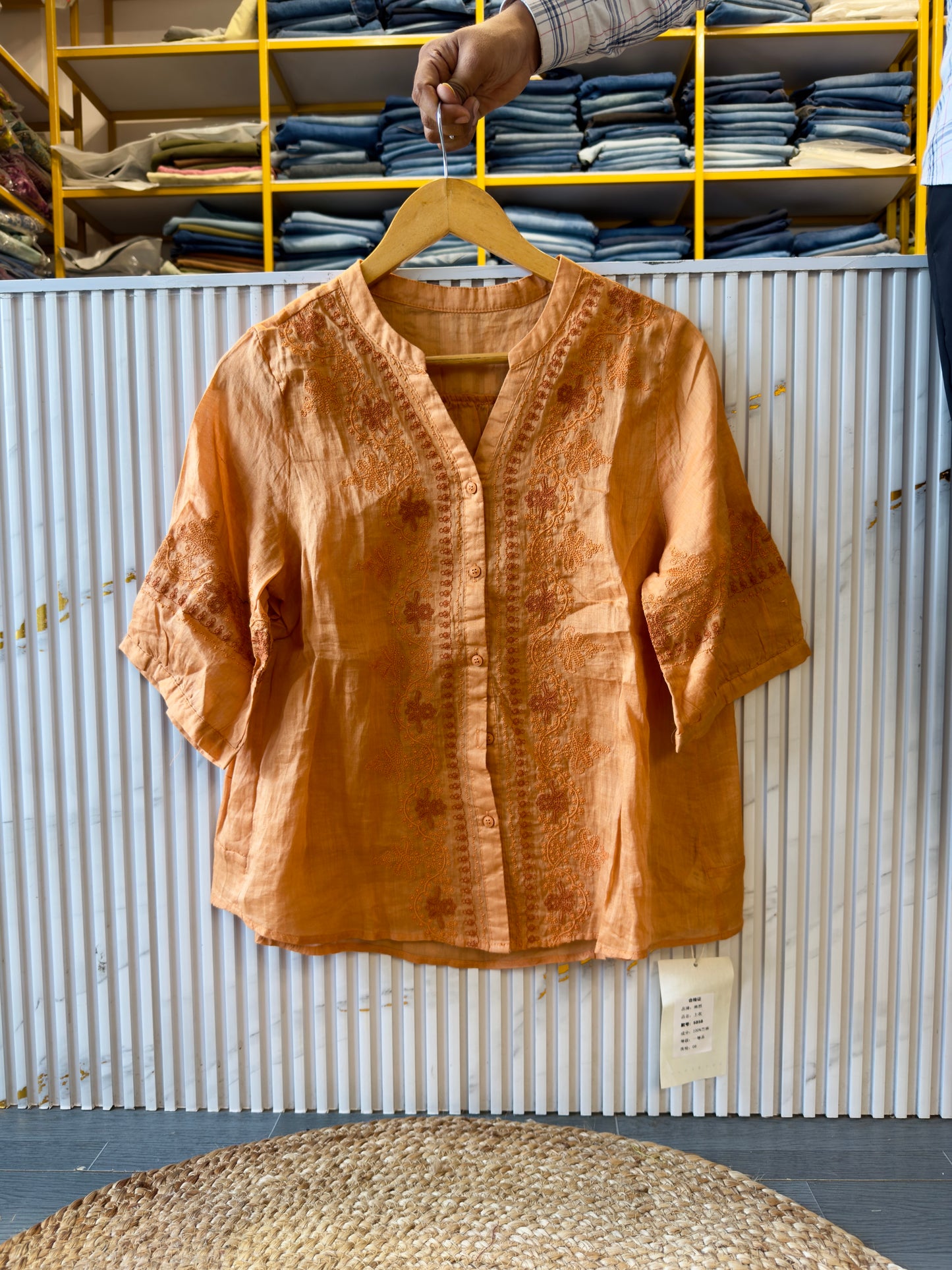 PREMIUM PURE LINEN EMBROIDERY TOP