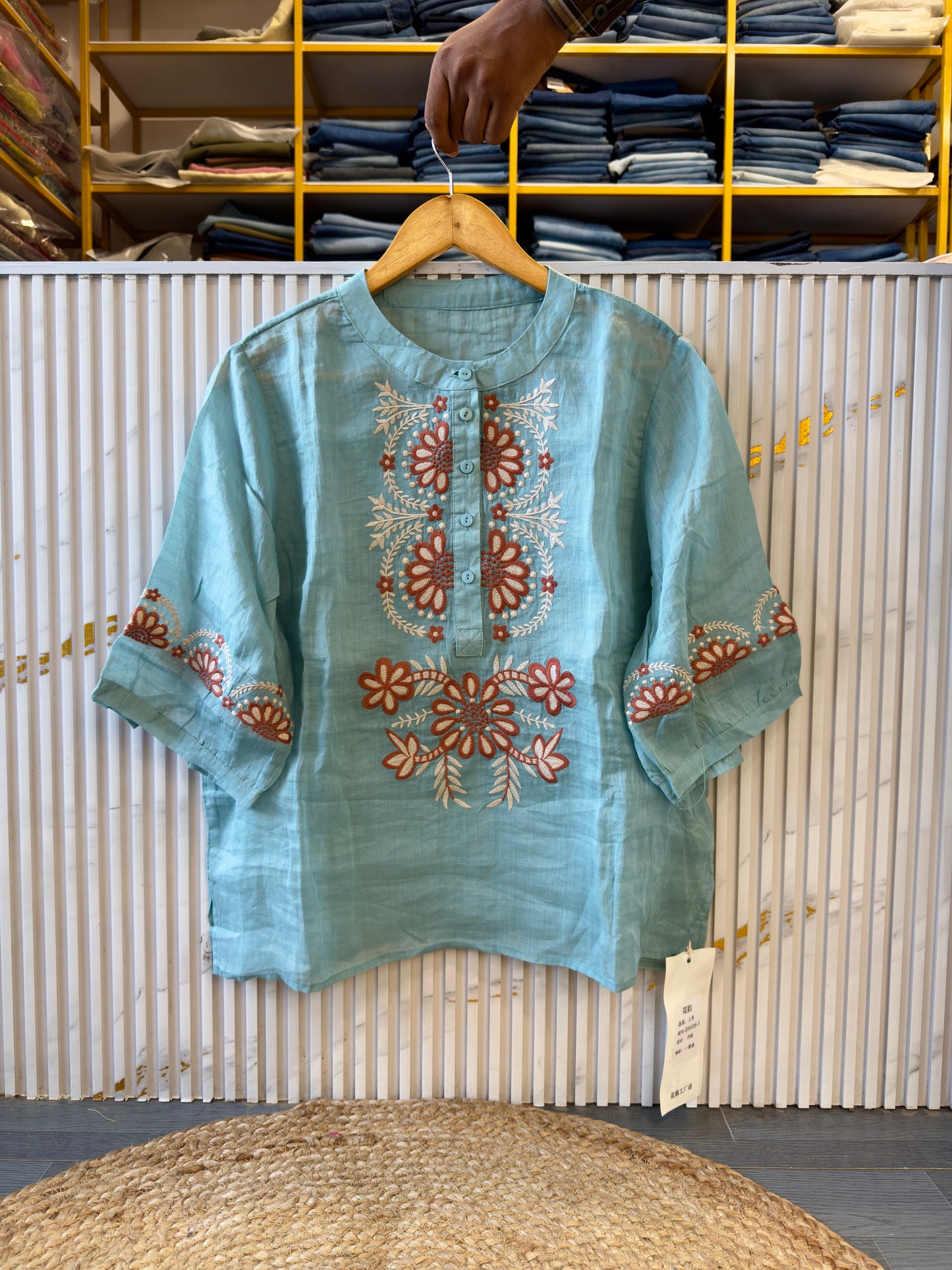 PREMIUM PURE LINEN EMBROIDERY  TOP
