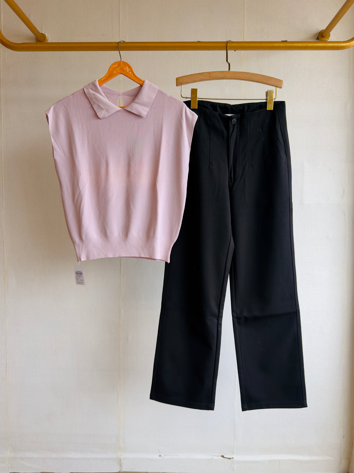 LILAC SOFT KNITTING TEES  WITH STRAIGHT PANT SET