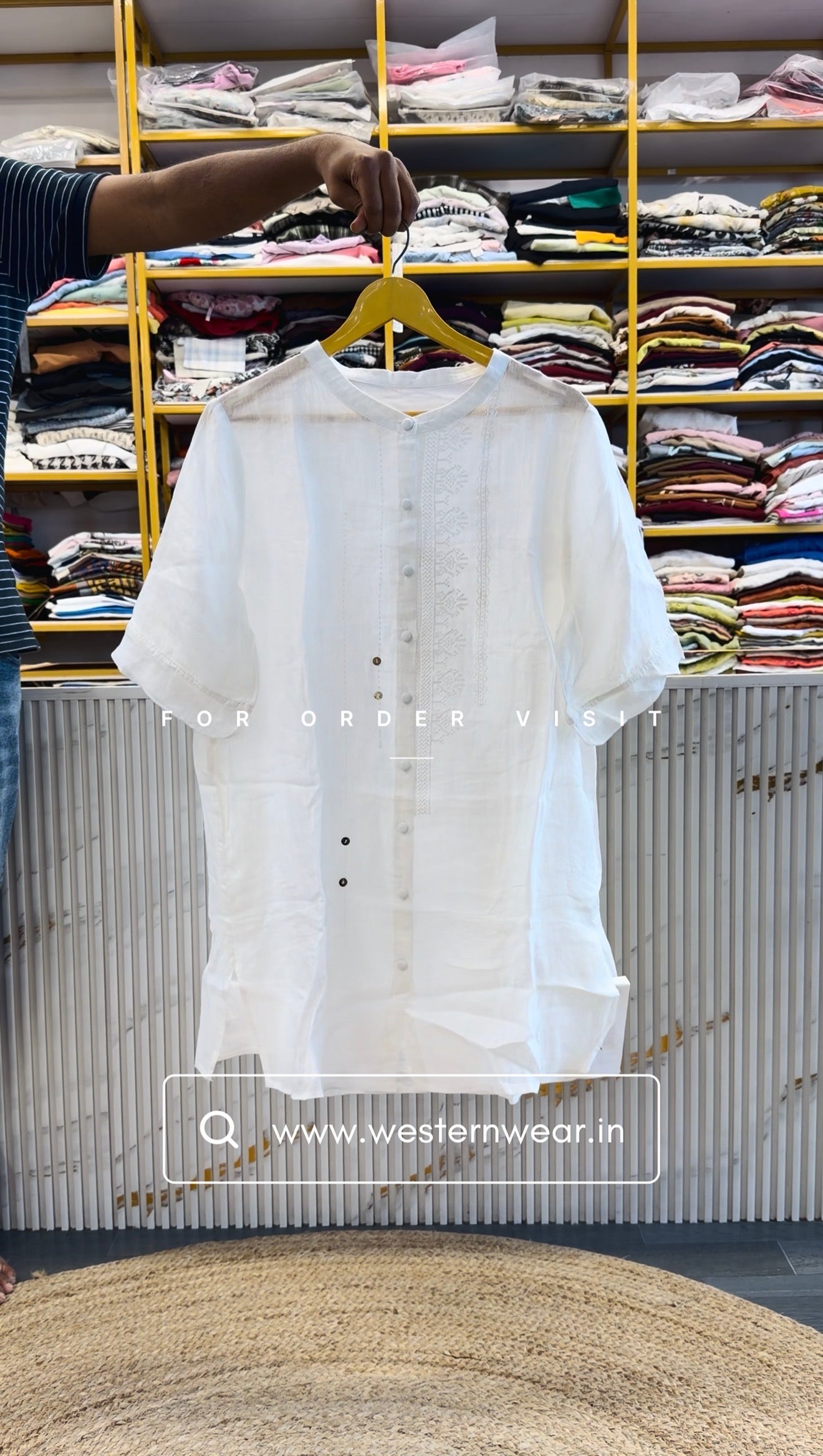 PURE LINEN EMBROIDERY TUNIC TOP