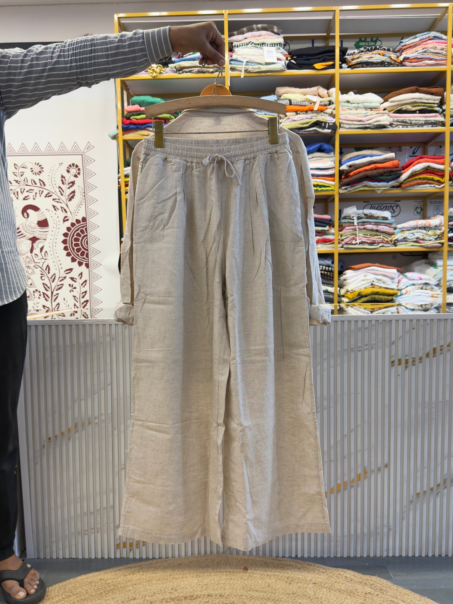 PLAIN NATURAL SHADE LINEN COORDSET