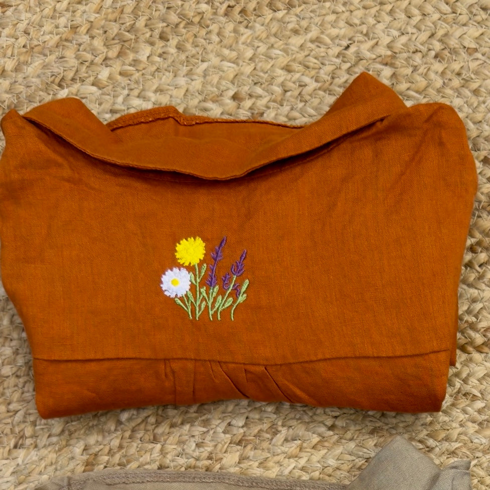 PURE LINEN BACK EMBROIDERY SHIRT