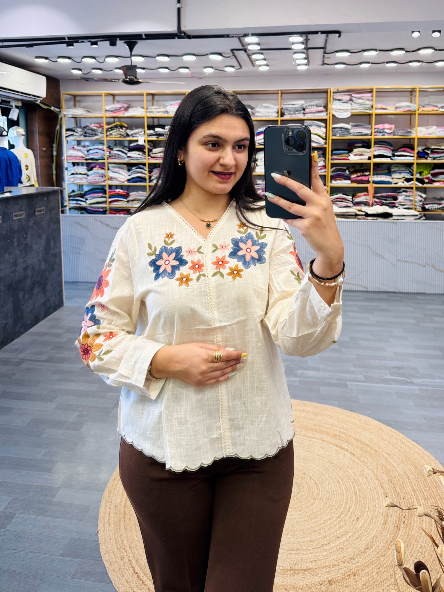PREMIUM FLOWER EMBROIDERY COTTON TOP