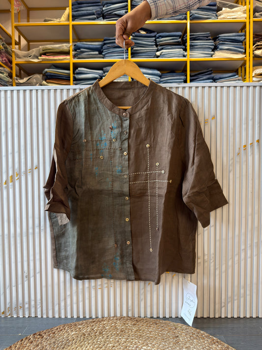 PREMIUM PURE LINEN EMBROIDERY TOP
