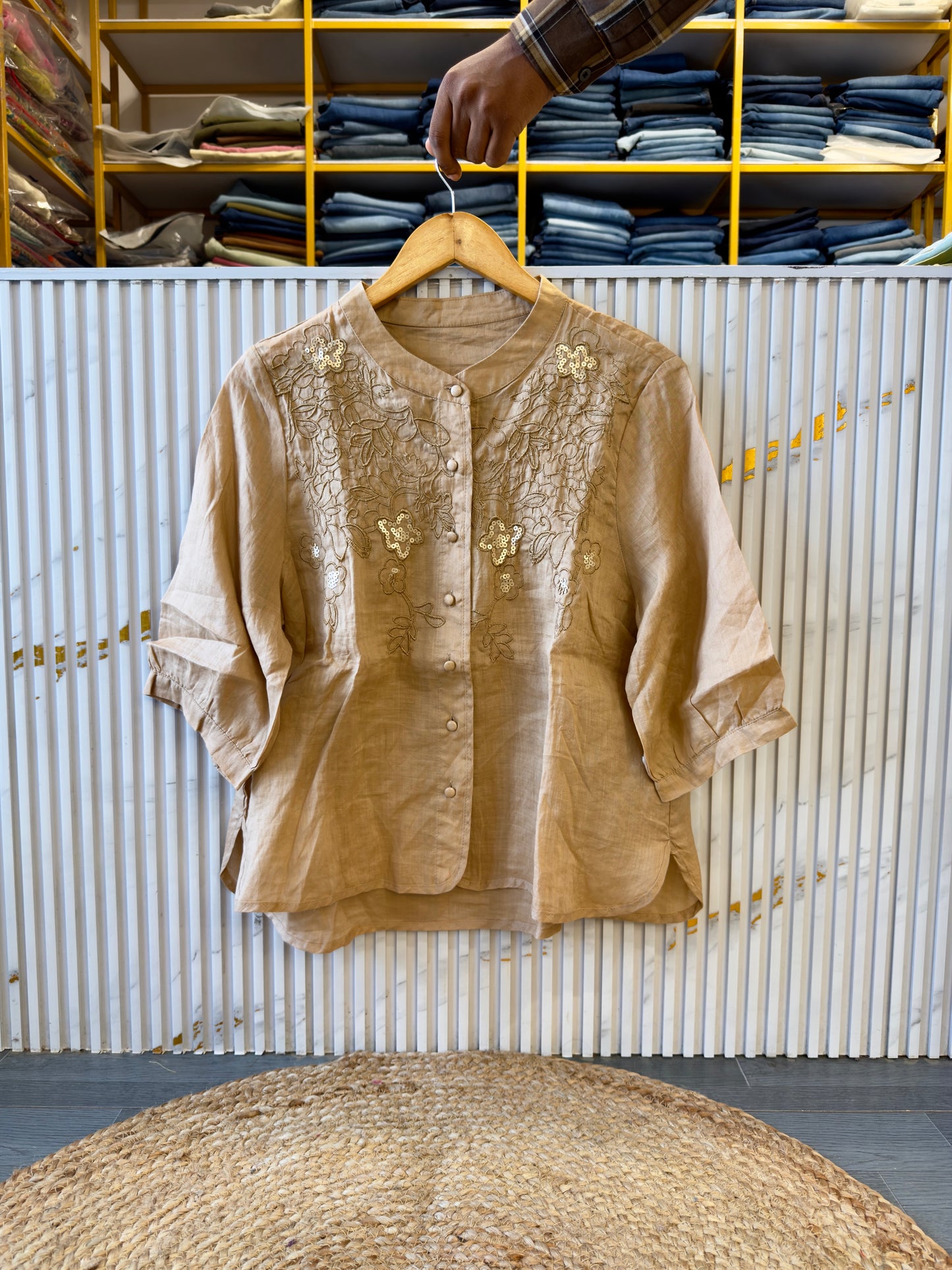 PREMIUM PURE LINEN EMBROIDERY  TOP