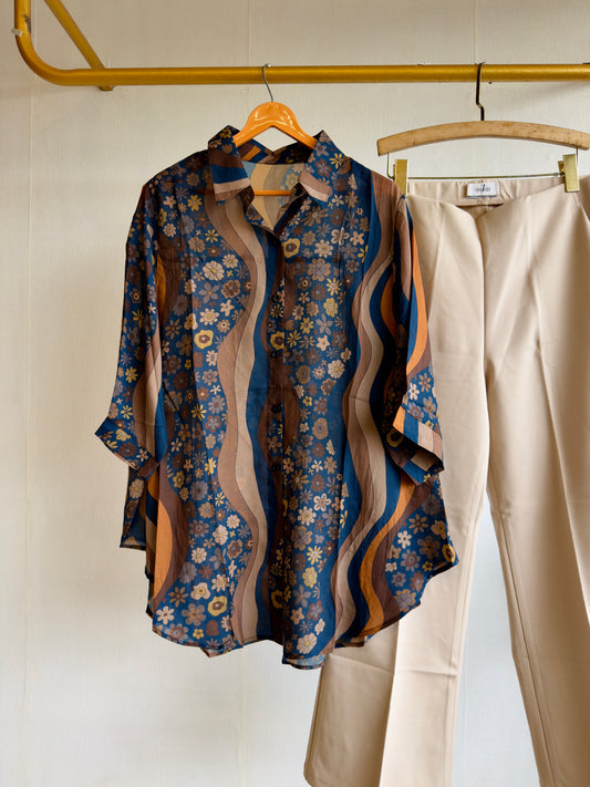 PRINTED LONG CHIFFON SHIRT