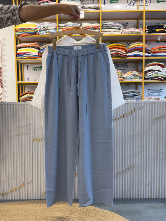 WHITE LINEN EMBROIDERY SHIRT  WITH LINEN PANT SET