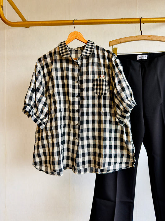 CHEX MUL COTTON EMBROIDERY SHIRT