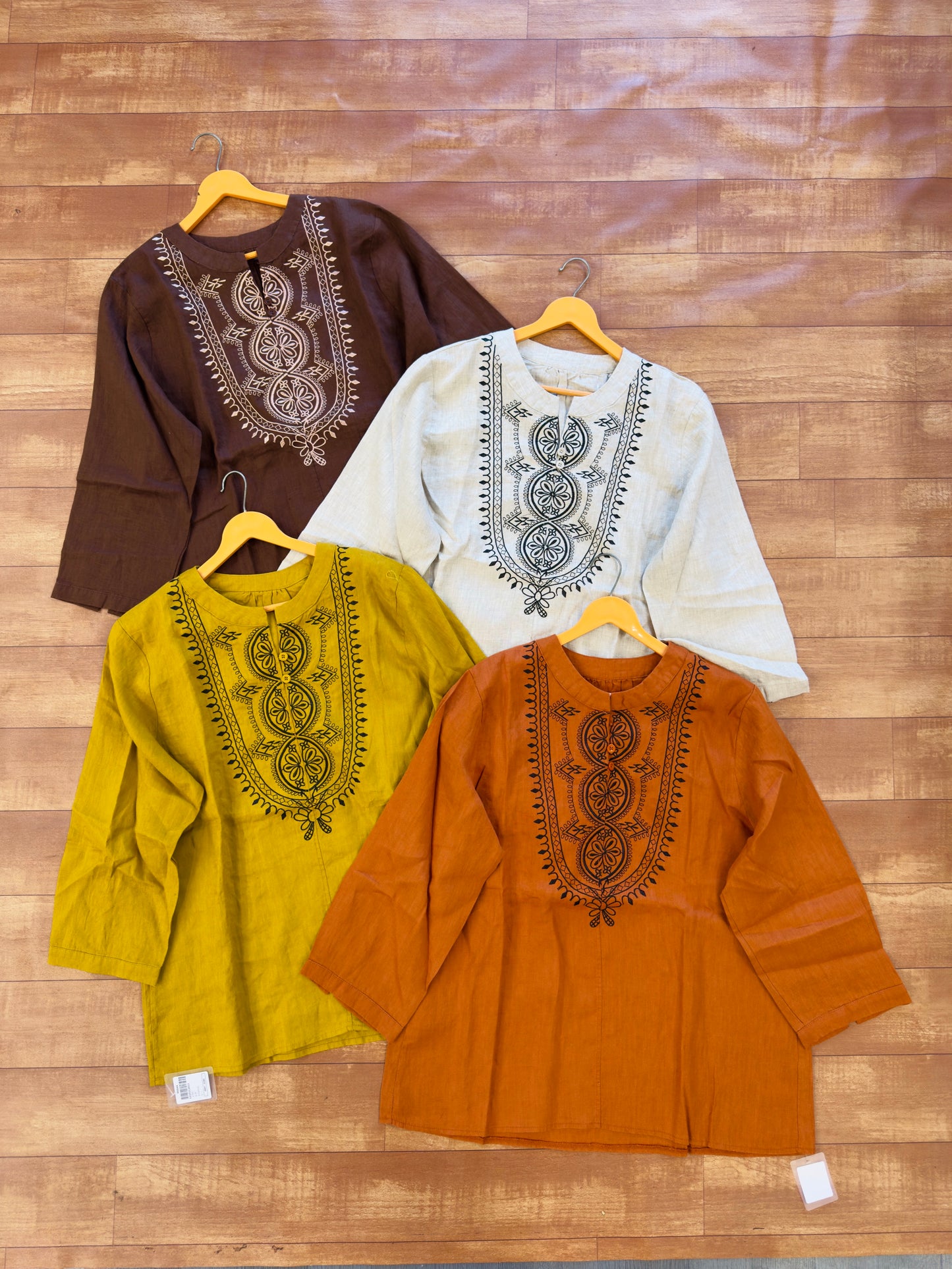 LINEN PREMIUM EMBROIDERY TUNIC STYLE TOP