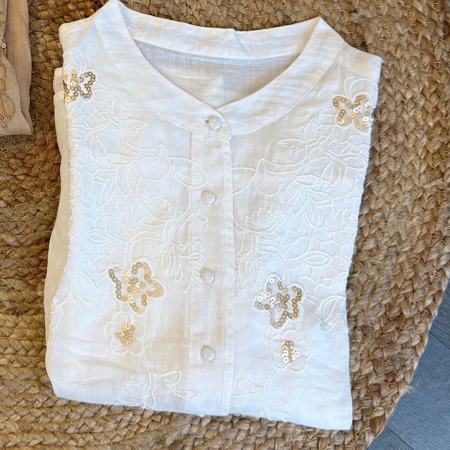 PREMIUM PURE LINEN EMBROIDERY  TOP