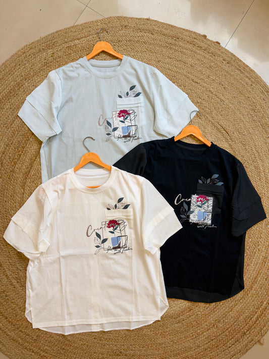 TOP STYLE POCKET PRINT TSHIRT