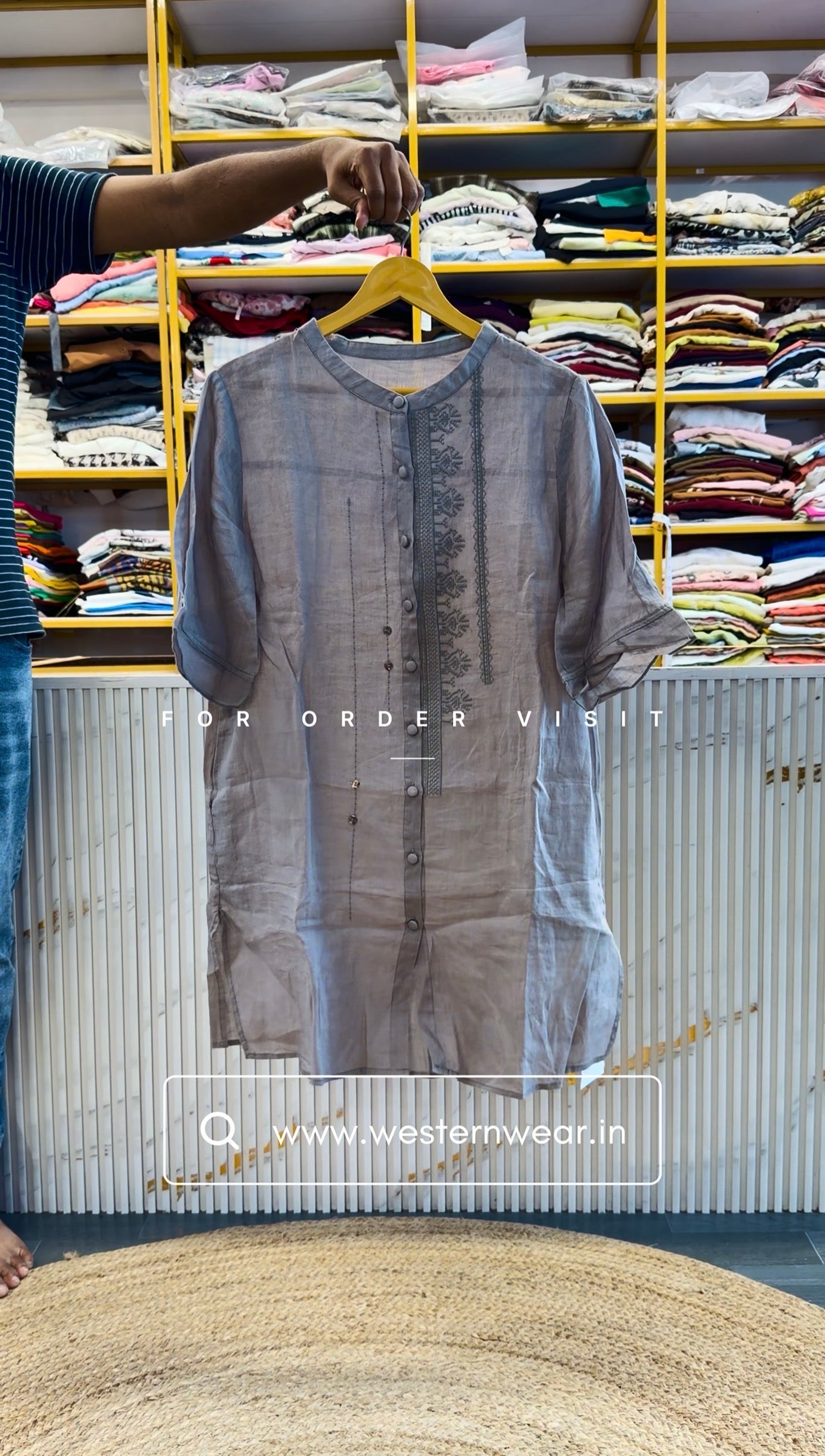 PURE LINEN EMBROIDERY TUNIC TOP