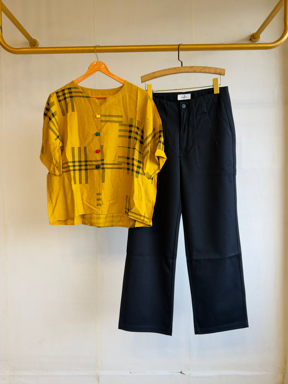 YELLOW PRINT TOP  WITH STRAIGHT FIT PANT SET