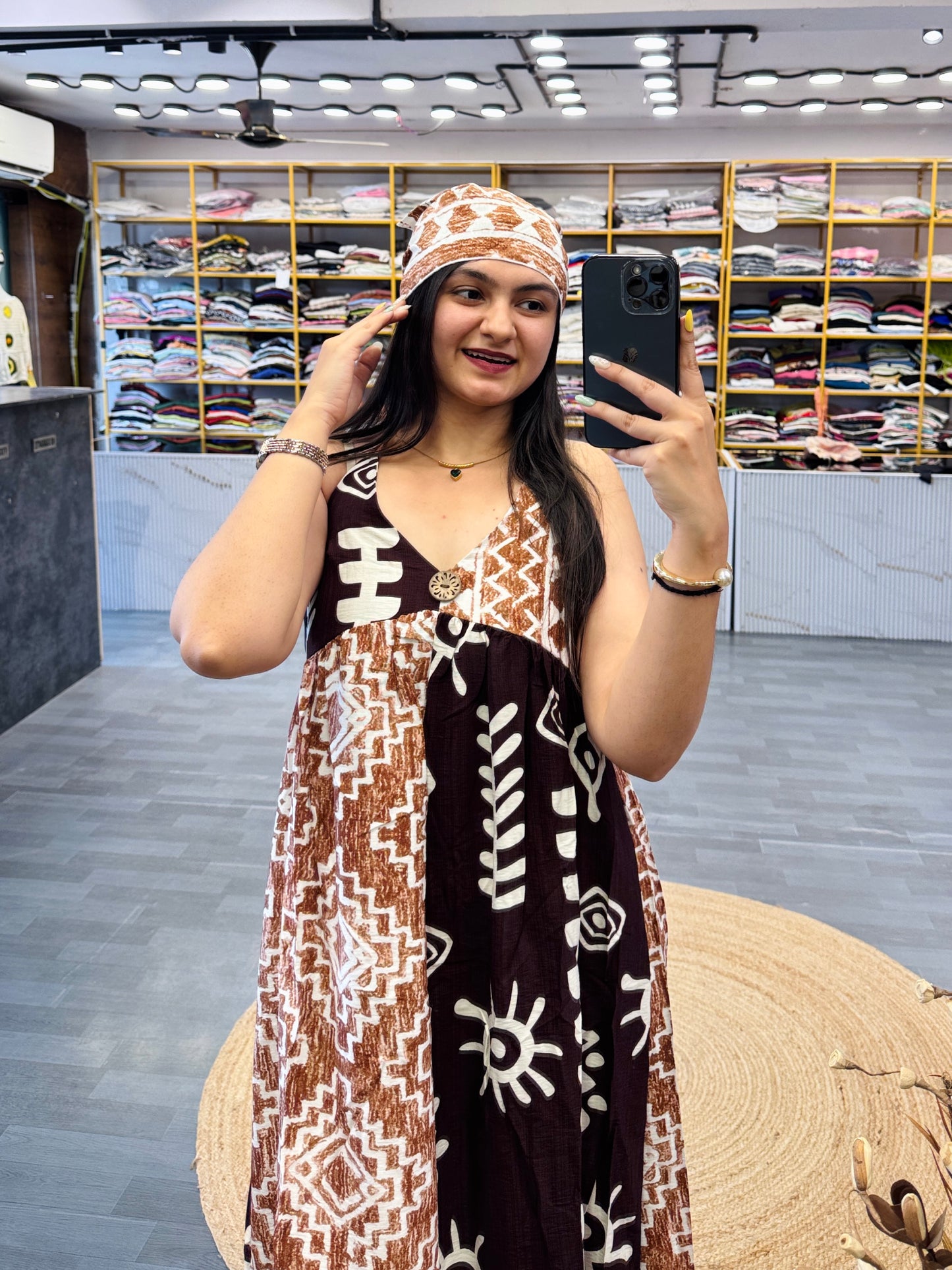 PRINTED BEACH WEAR SPECIAL SLEEVE LESS COTTON DRESS