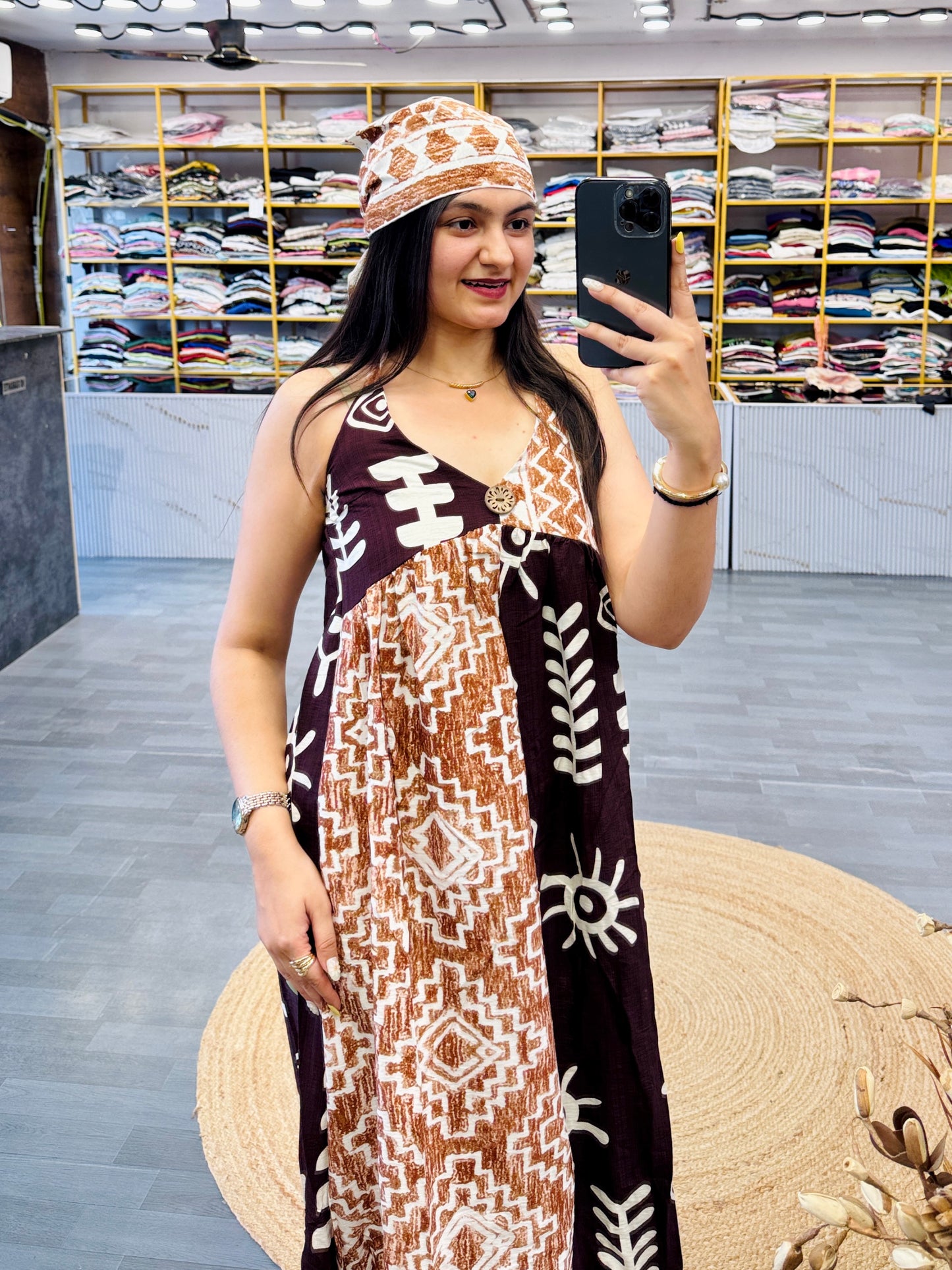 PRINTED BEACH WEAR SPECIAL SLEEVE LESS COTTON DRESS
