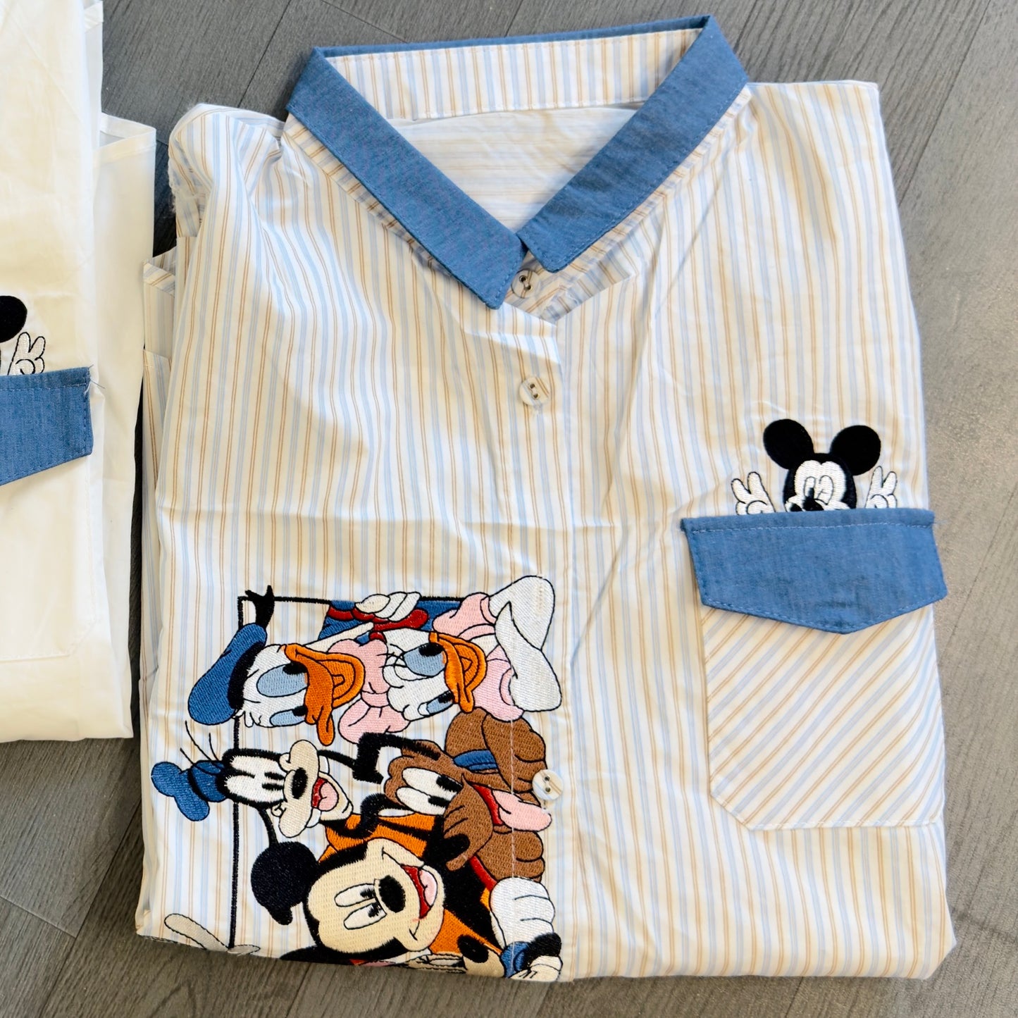 TRENDING MICKEY MOUSE EMBROIDERY POCKET COTTON SHIRT