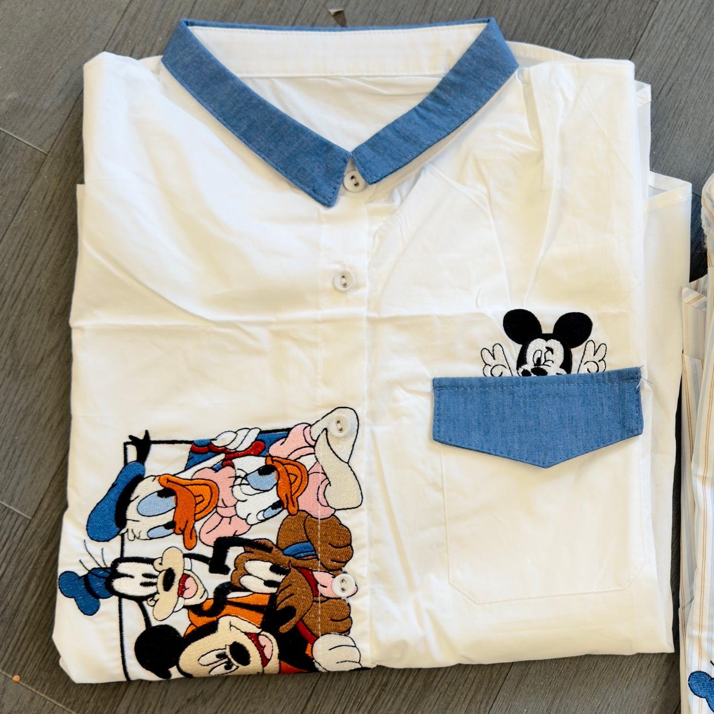TRENDING MICKEY MOUSE EMBROIDERY POCKET COTTON SHIRT