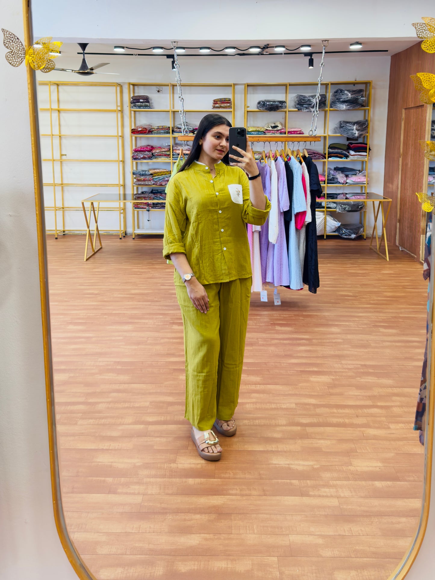 PARROT GREEN PURE MUL COTTON COORD SET