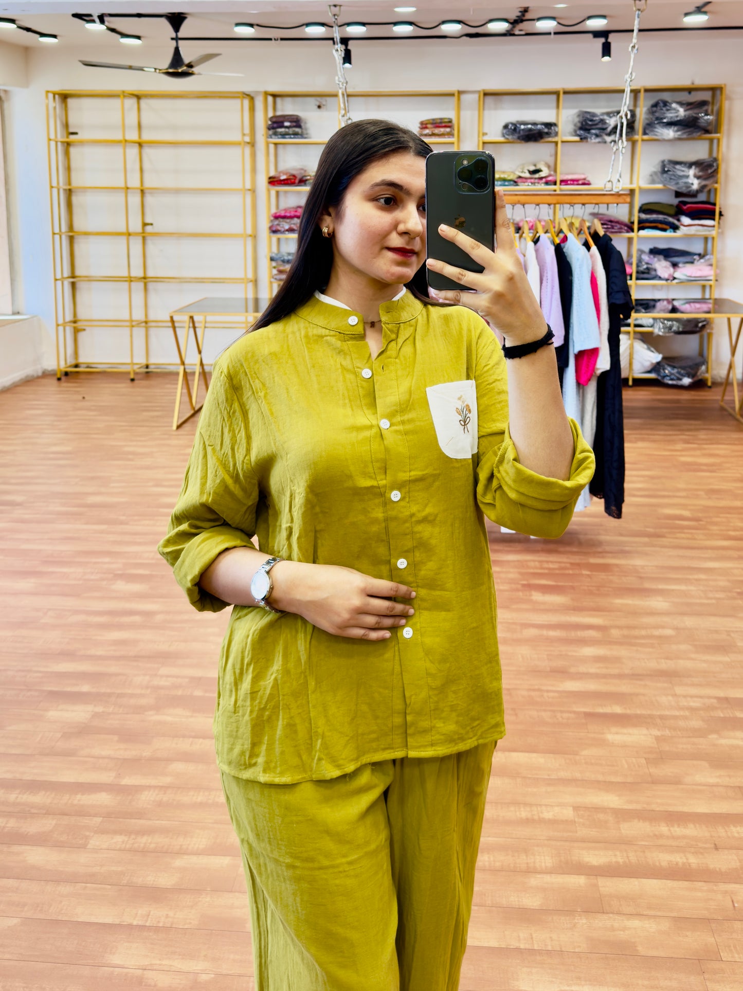 PARROT GREEN PURE MUL COTTON COORD SET