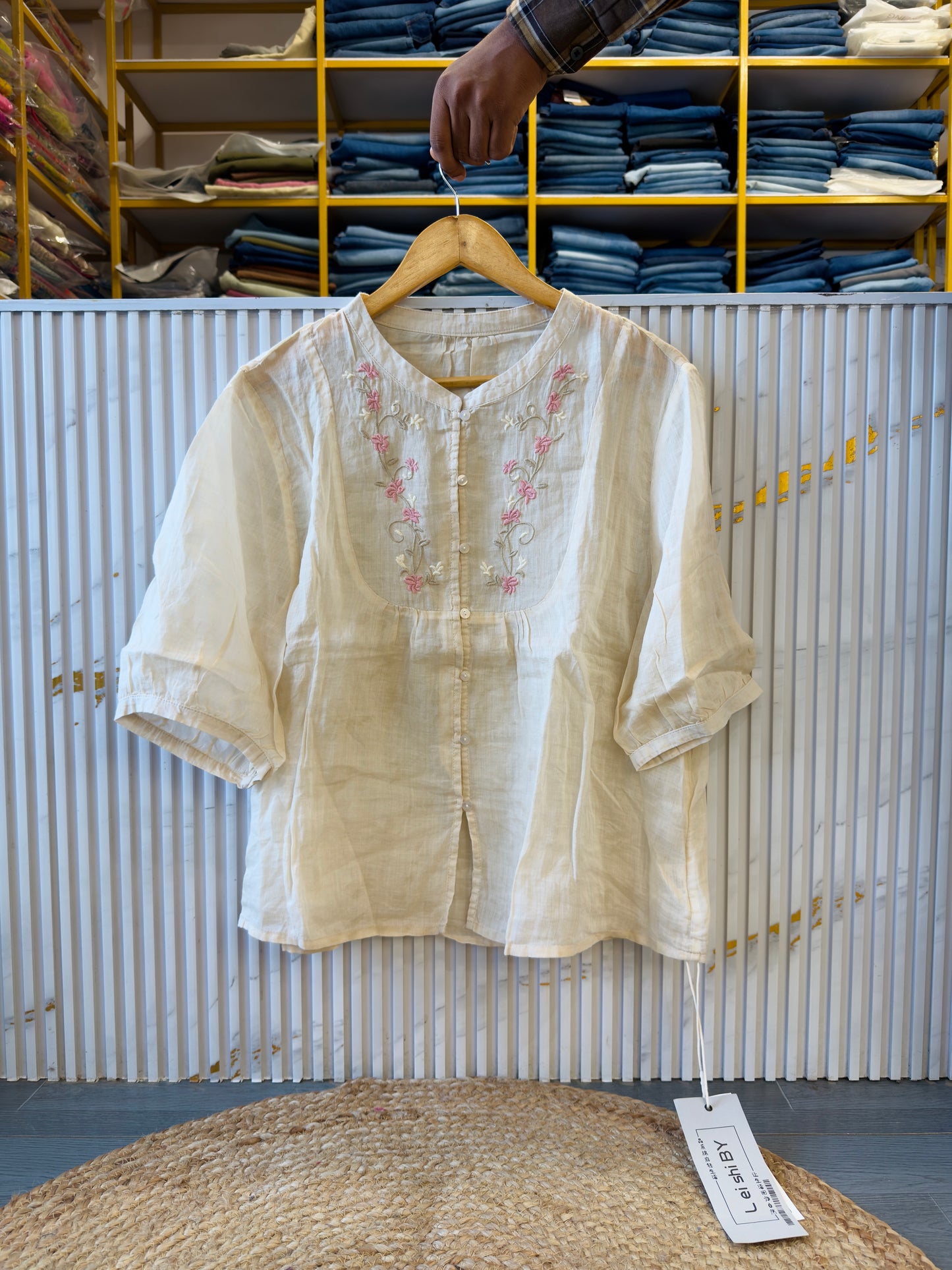 PREMIUM PURE LINEN EMBROIDERY  TOP
