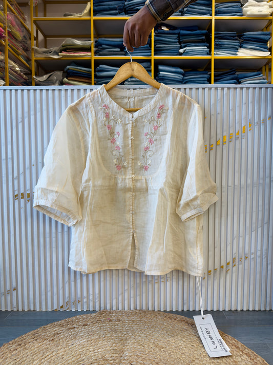 PREMIUM PURE LINEN EMBROIDERY  TOP